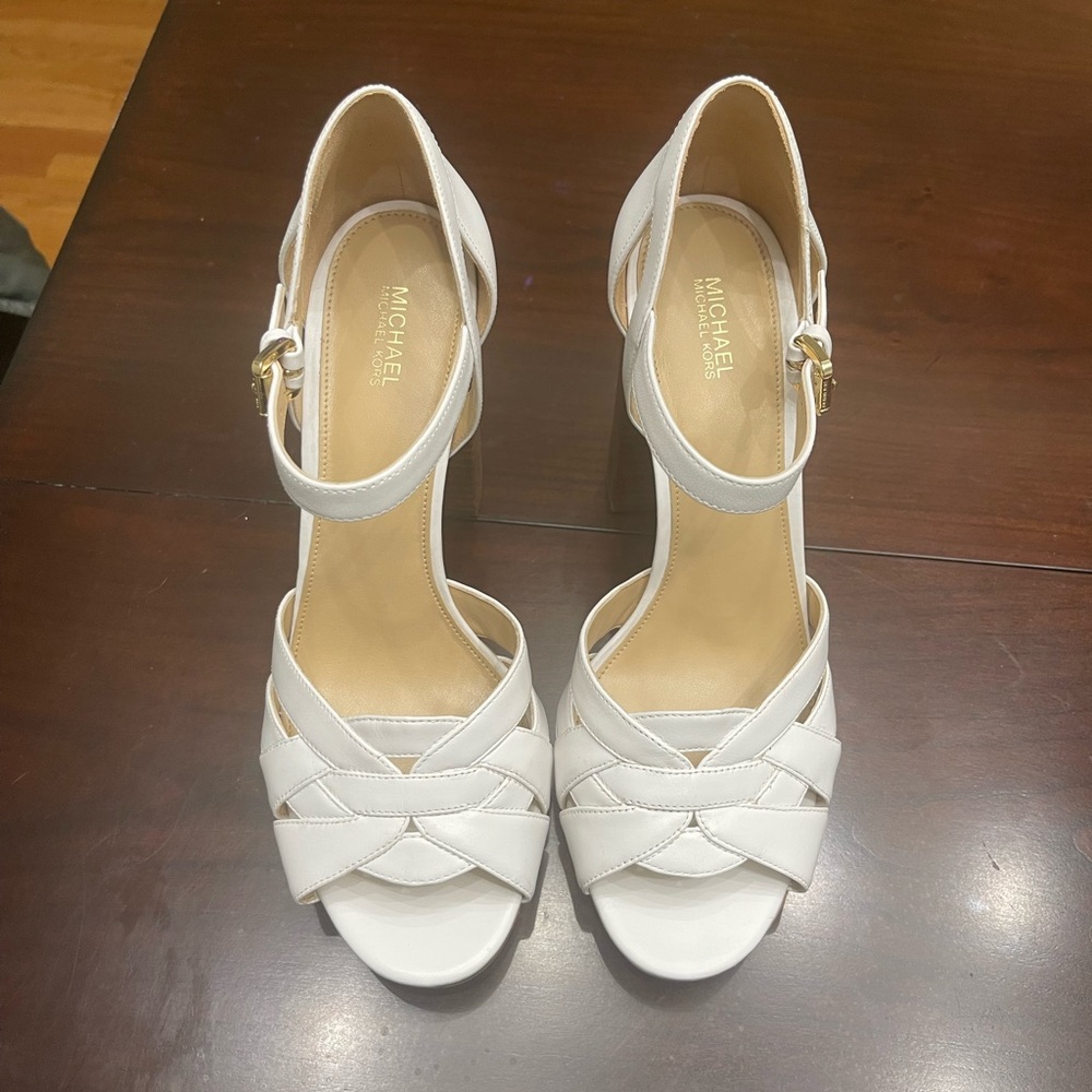 Michael Kors White block heels